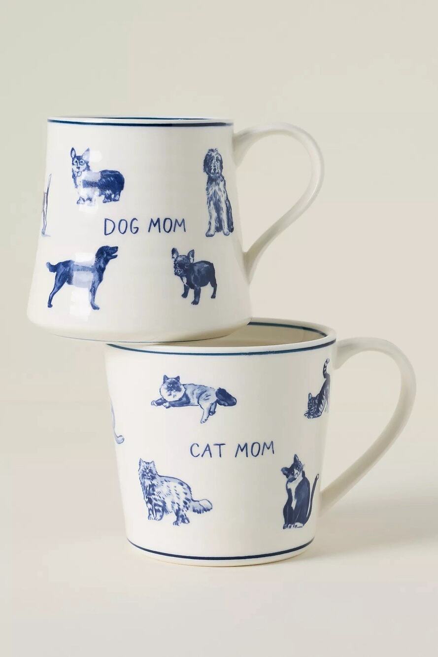 Molly Hatch Stoneware Dog and Cat Mom Mug Set Of 2